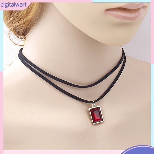 Vòng cổ 2 lớp mặt đính đá nhân tạo hình vuông sang trọng dành cho nữ