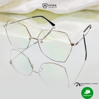 Gọng kính cận Nam Nữ HMK mắt lục giác chất liệu kim loại màu sắc thời trang 9056