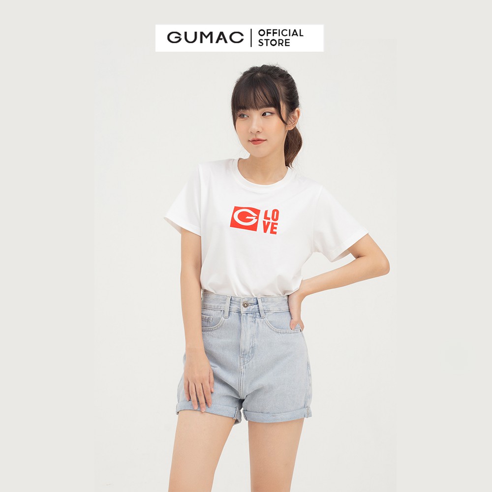 [Mã WABRGM11 giảm 10% đơn 250K] Áo thun nữ in chữ G Love GUMAC couple dễ thương ATB825 | BigBuy360 - bigbuy360.vn