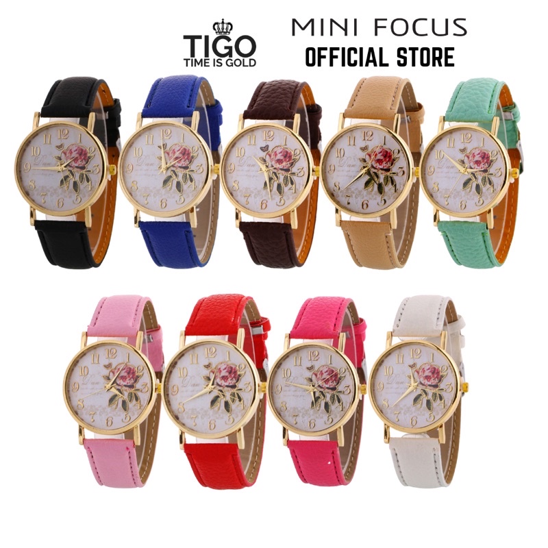 Đồng hồ nữ MINI FOCUS dây da tổng hợp hình hoa hồng cổ điển vintage nhiều màu (mua kem deal sốc) | BigBuy360 - bigbuy360.vn