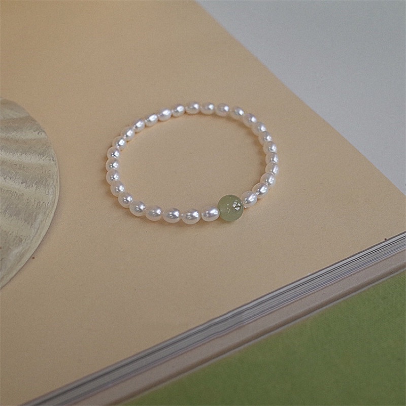 Vòng tay hạt ngọc trai nhân tạo 6ly mix đá xanh