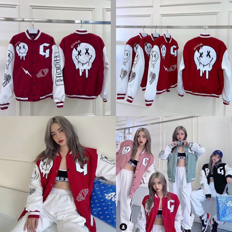 Áo khoác nhung, áo nhung bomber hình mặt cười nam nữ ken fashion