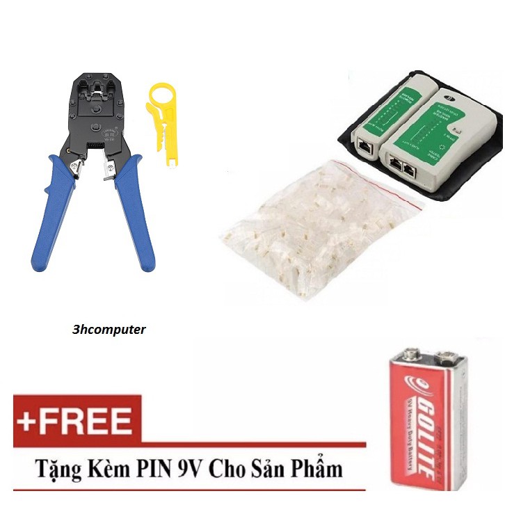 Combo bộ 3 món : Kìm bấm mạng YONGBANG YB-315 + hộp test mạng + đầu bấm dây mạng (100 hạt).