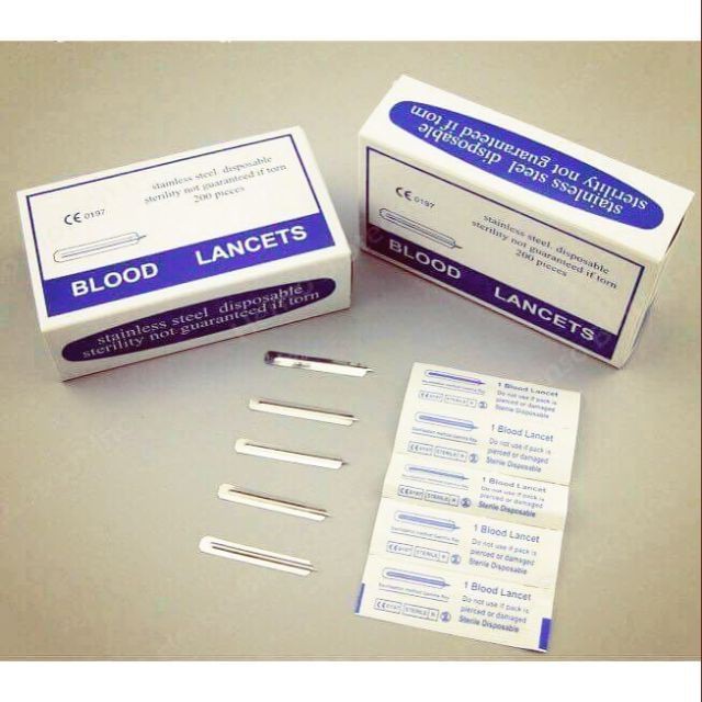 Kim chích mụn hộp 200 chiếc lancets ( hộp màu xanh nước biển và màu xanh lá cây )