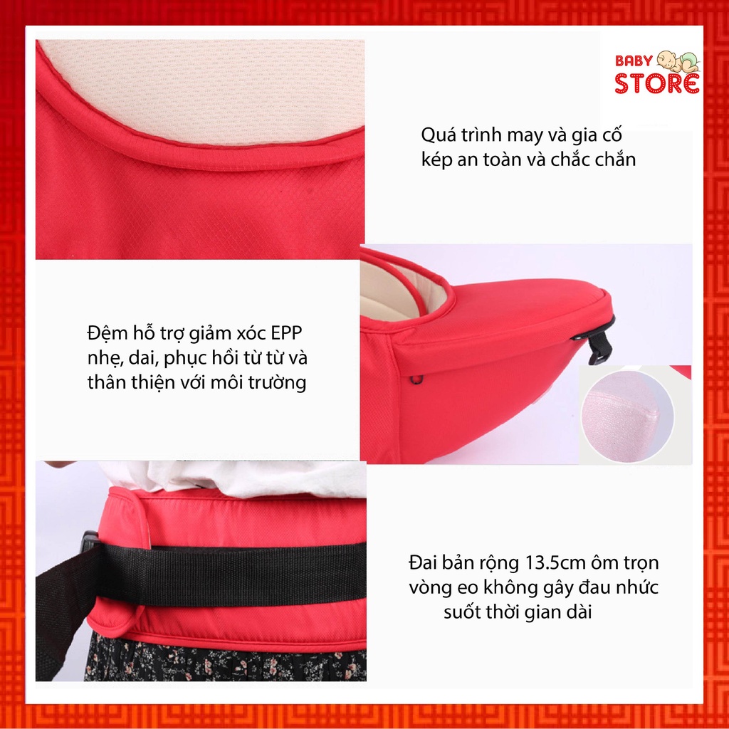 Địu Em Bé Chống Gù 4 Tư Thế Cho Trẻ Sơ Sinh, Đai Địu Em Bé Đi Xe Máy, Có Đệm Ghế Ngồi, Chất Liệu Vải Cotton 4 Màu Sắc