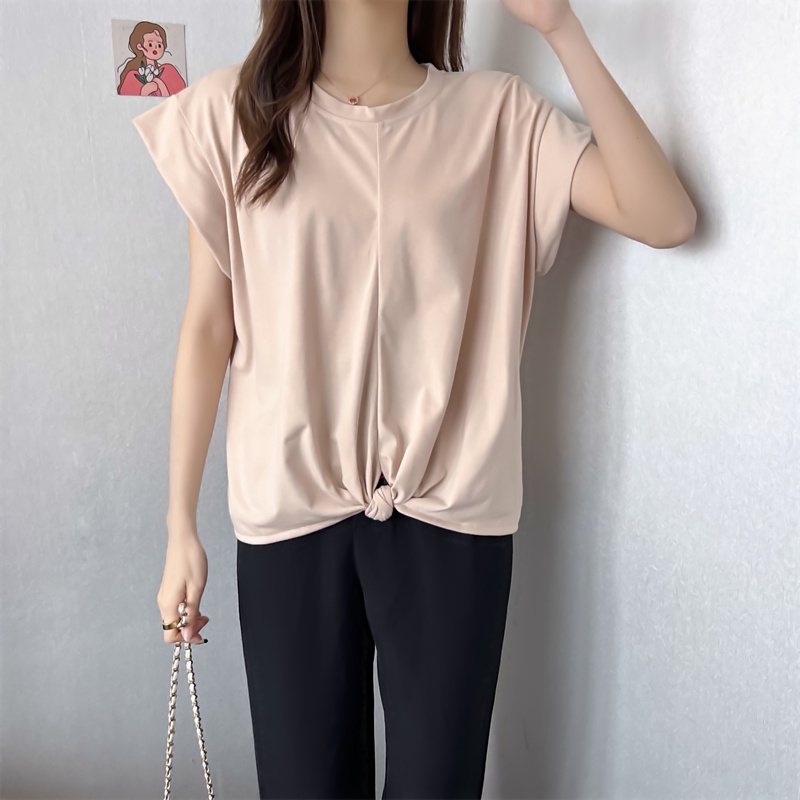 SUXI Áo Thun Ngắn Tay Cổ Tròn Màu Sắc Đơn Giản Thời Trang Mùa Hè Cho Nữ