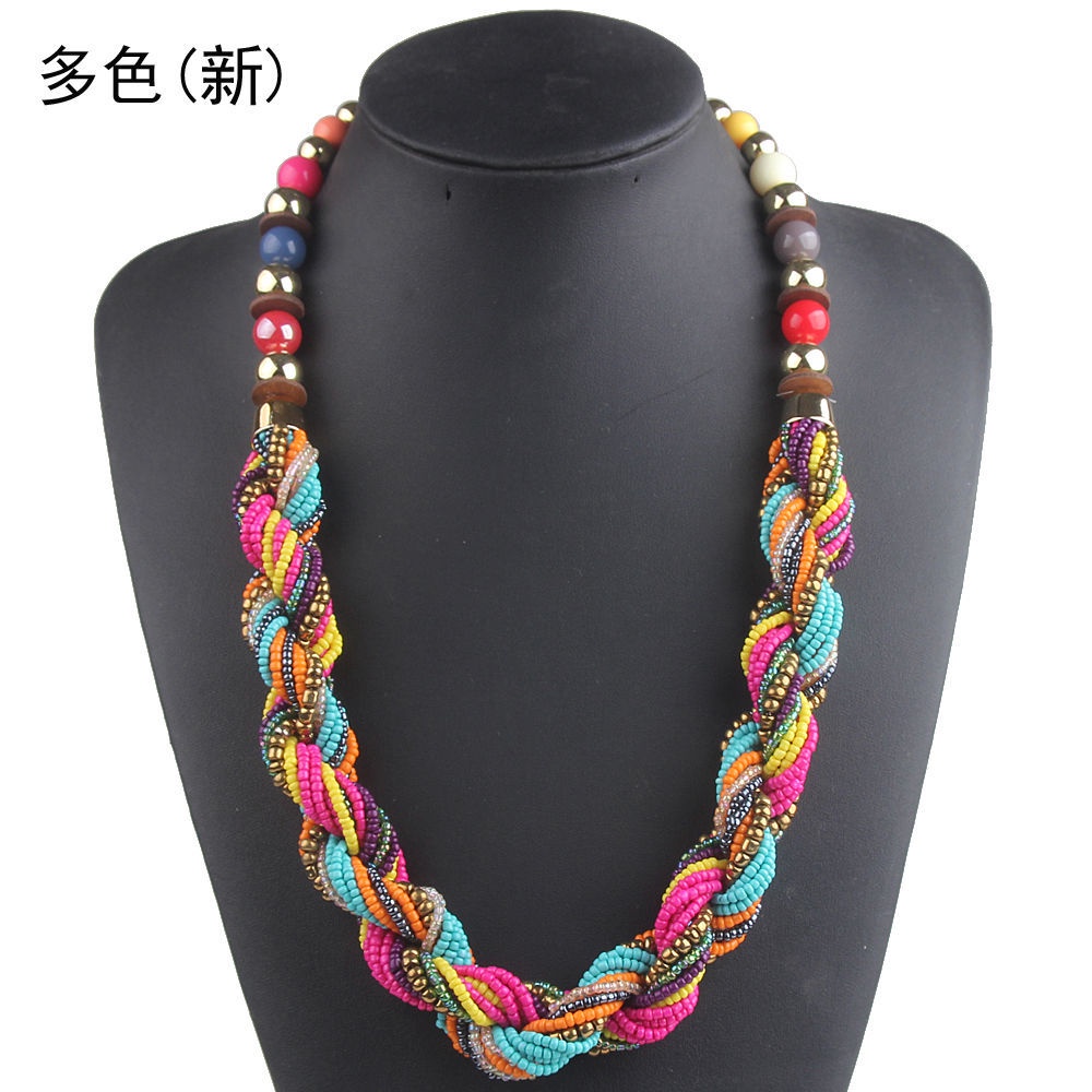 Dây Chuyền Dạng Xoắn Đính Hạt Nhiều Màu Phong Cách Bohemian Cổ Điển Thời Trang Cho Nữ