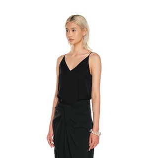 Áo lụa đen hai dây Aspirin Matte Silk Camisole