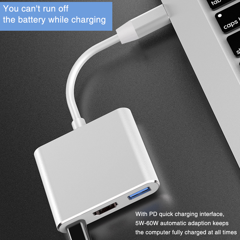 Bộ Chia Cổng Usb Type C Sang Hdmi 4k Usb-C 3 Trong 1 Cho Pc Macbook Pro / Air 2020