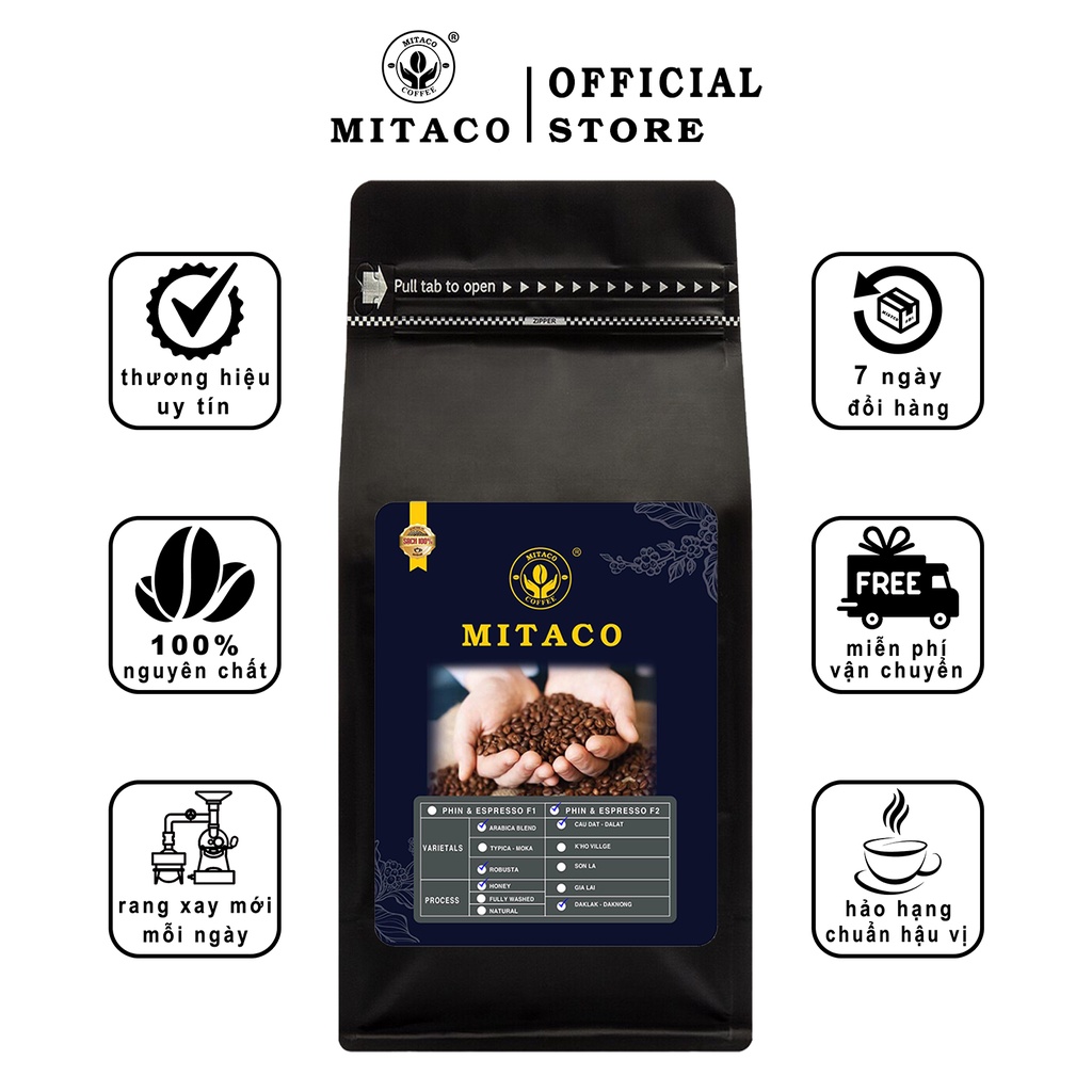 Cà Phê Rang Xay Hảo Hạng F2 MITACO COFFEE (Gói 1kg)