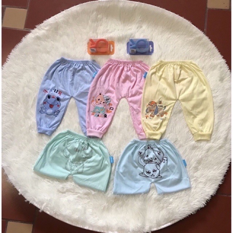 Set 10 quần dài cotton ống bo loại đẹp cho bé 3-11kg