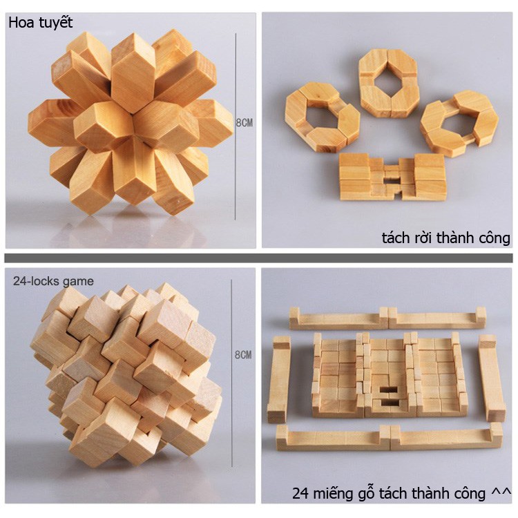 ✔️✔️ [6 MÓN] Trò chơi IQ tháo lắp gỗ WOODEN PUZZLE FN080 - TẶNG 1 TRÒ CHƠI TRÍ TUỆ NHẬT BẢN