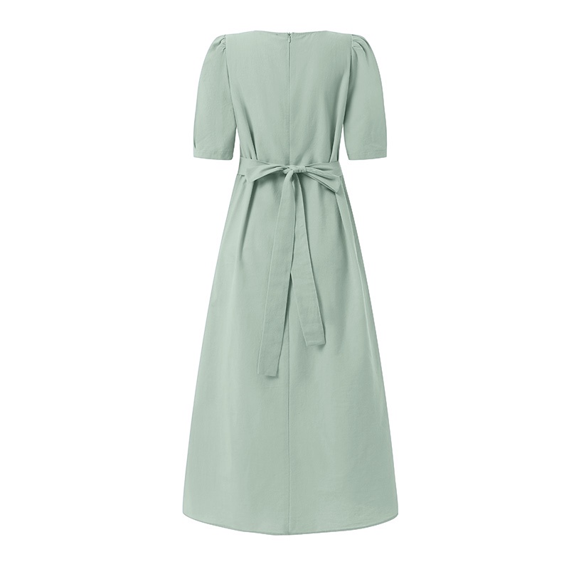 Đầm dài ZANZEA tay ngắn cổ vuông thời trang cho nữ