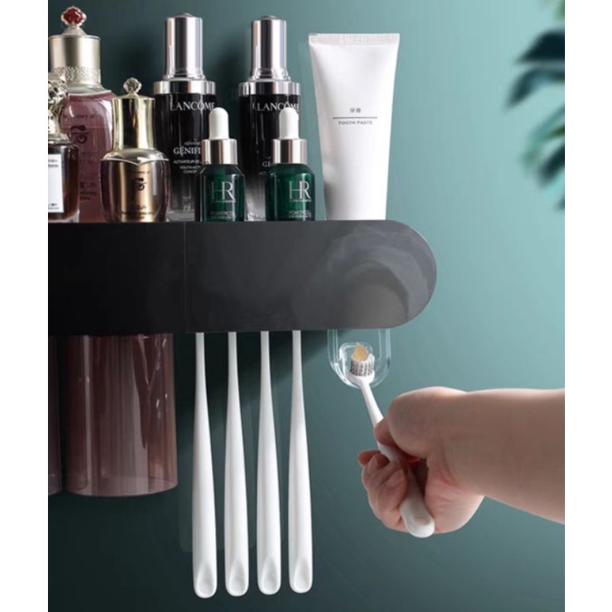 Kệ cài bàn chải, kệ mỹ phẩm kèm cốc đánh răng ECOCO thông minh