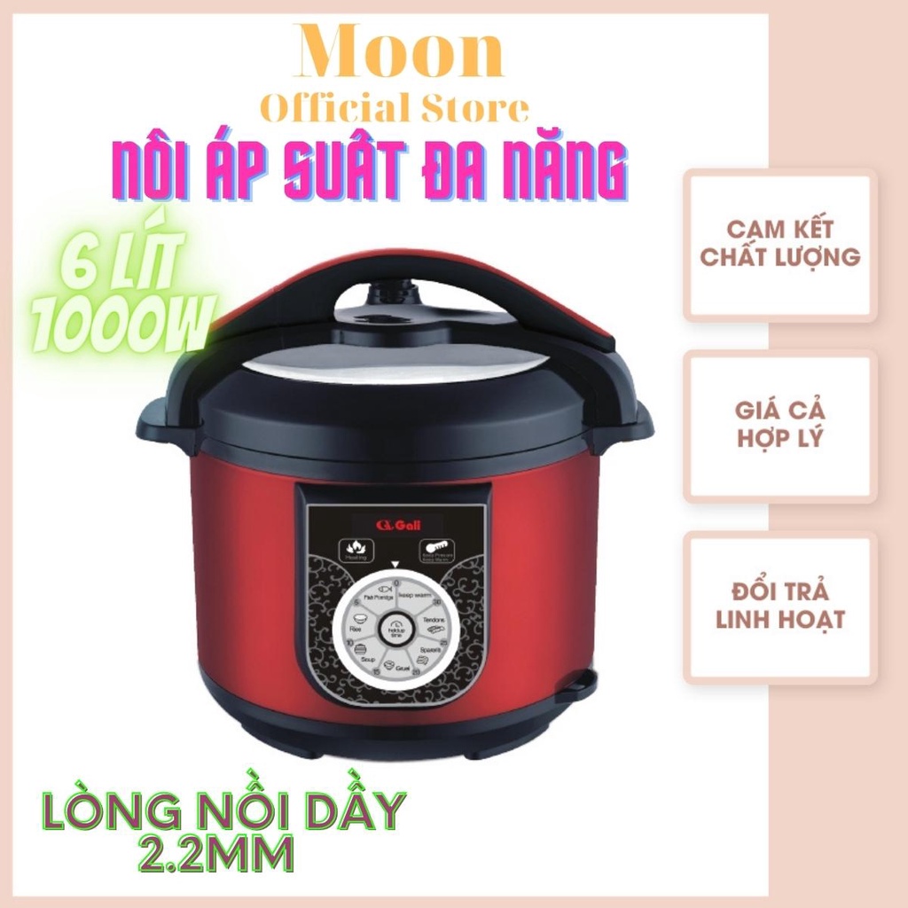 Lồng nồi áp suất điện Gali dung tích 6 lít cấu tạo bằng hợp nhôm dầy 2.2mm chống dính trong ngoài Moon store