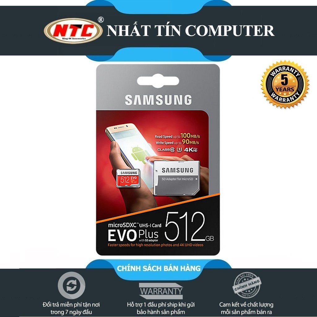 Thẻ nhớ MicroSDXC Samsung Evo Plus 512GB U3 4K 100MB/s - box Anh kèm Adapter (Đỏ)