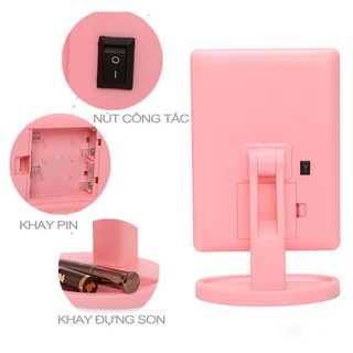 Gương Đèn Led Để Bàn 22 Bóng (Trắng, hồng)