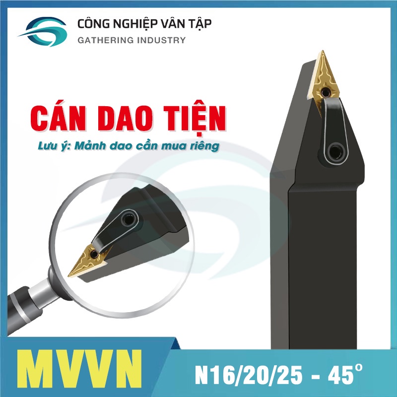 Cán dao tiện MVVN N1616H16/2020K16/2525M16 góc cắt 72.5 độ kèm đai ốc
