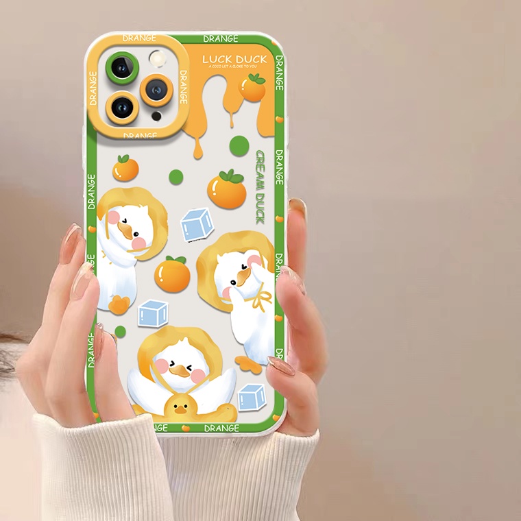 Ốp Điện Thoại Silicon TPU Mềm Trong Suốt In Hình Vịt Hoạt Hình Cho IPhone 14 13 12 11 Pro X XR XS Max SE 6 6S 7 8 Plus