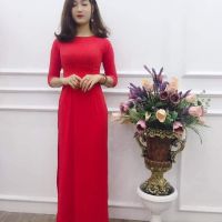 Set áo dài kèm quần lụa trơn các màu