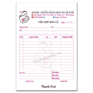 Hóa đơn phiếu giao Mẹ và Bé 4 cuốn