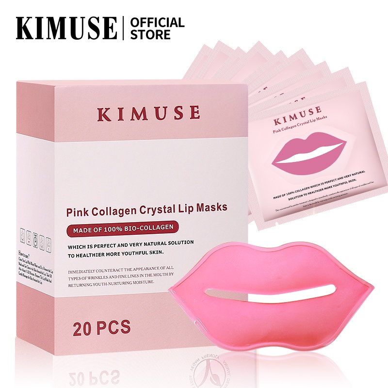 Hộp 20 mặt nạ môi KIMUSE collagen mềm mại dưỡng ẩm chăm sóc đôi môi