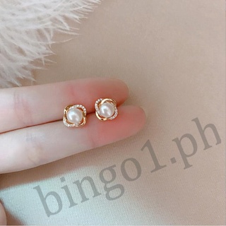 Bông tai ngọc trai Mini bằng bạc bingo S925