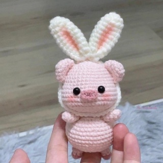 Heo đeo nơ, heo dứa, heo dưa hấu len handmade