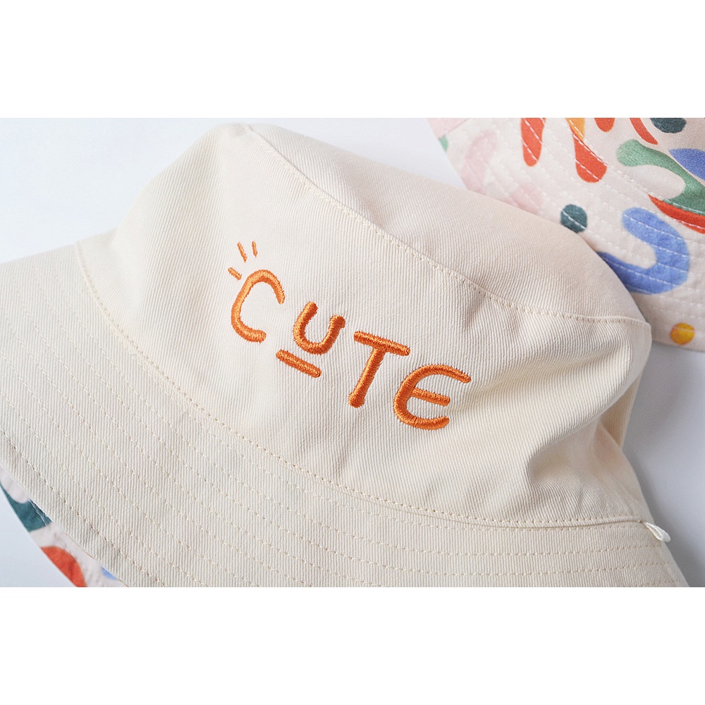 Mũ tai bèo thêu chữ cute, đội được 2 mặt cho bé từ 2 đến 6 tuổi