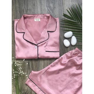 Bộ Pijama lụa màu hồng