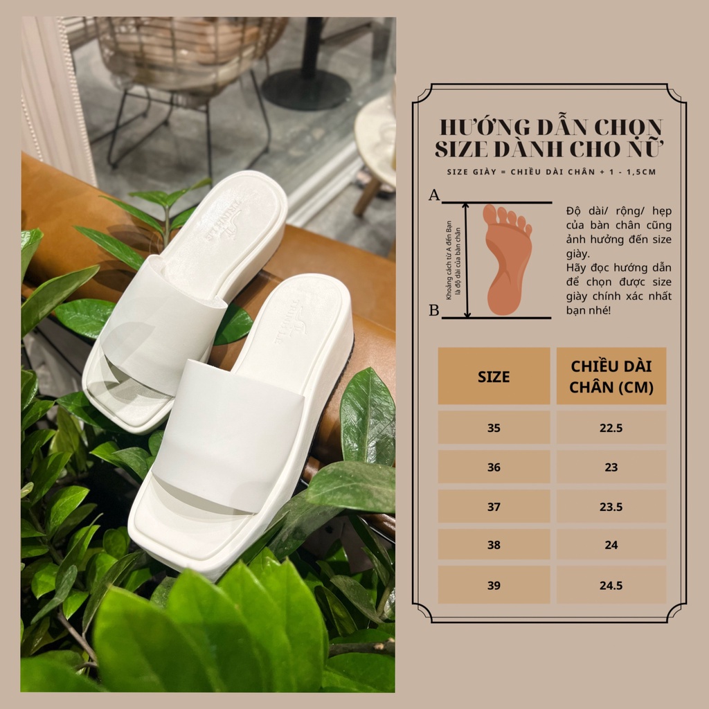 DÉP ĐẾ XUỒNG NỮ CAO 5CM QUAI NGANG CAO CẤP TRINH LÊ SHOP GIÀY DÉP TL02