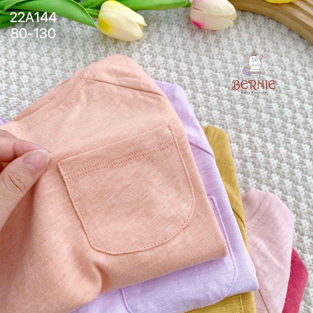 Áo phông xước unisex cho bé, áo thun dài tay thu đông trơn màu Bernie (bảng 8 màu)