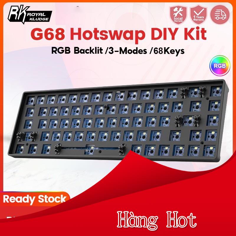 KIT RKG68 RGB - Kit bàn phím cơ Royal Kludge RK G68 kết nối 3 Mode Bluetooth 5.0, USB 2.4G và Cáp Typ C cho mọi thiết