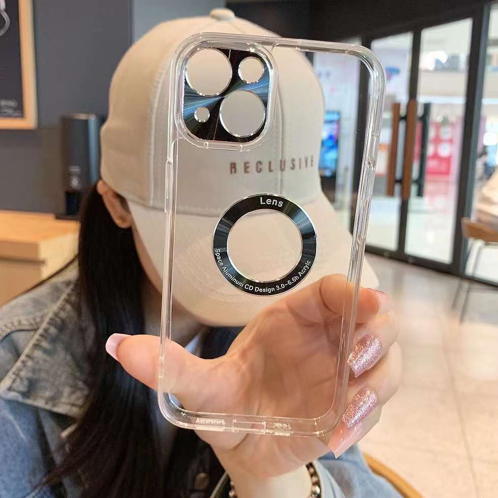 Ốp Điện Thoại Acrylic Trong Suốt Viền Kim Loại Sang Trọng Chống Rơi Cho IP 7 8 PLUS X XS MAX 11 12 13 PRO MAX