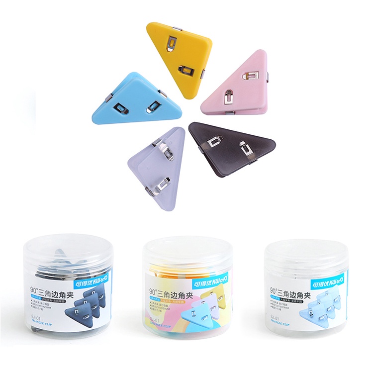 Set 5 kẹp góc giấy hình tam giác bằng nhựa nhiều màu