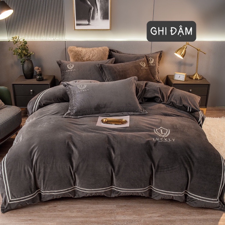Bộ Chăn Ga Gối Nỉ Mịn LUCKY_LOẠI 1_Chất Nỉ Mịn Đanh Lỳ Không Xổ Lông, Chuẩn Đủ Kích Thước Giá rẻ
