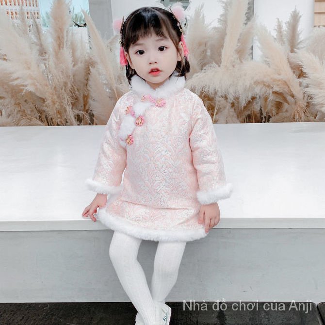 Girl Autumn And Winter Baby Thick Cotton Children Hanfu Cheongsam Dress