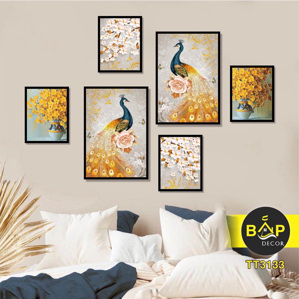 [HOT DEAL]Tranh trang trí dán tường Bắp Decor đẹp hiện đại bộ 6 tranh bền nhẹ nhiều kích thước, dùng treo phòng khách...
