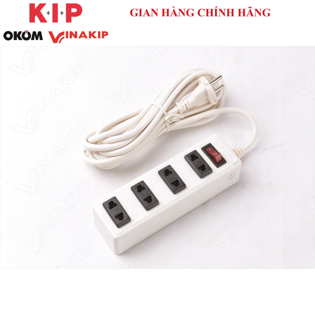 Ổ cắm VINAKIP 4 ngả 2 cực liền dây-3 mét/5mét