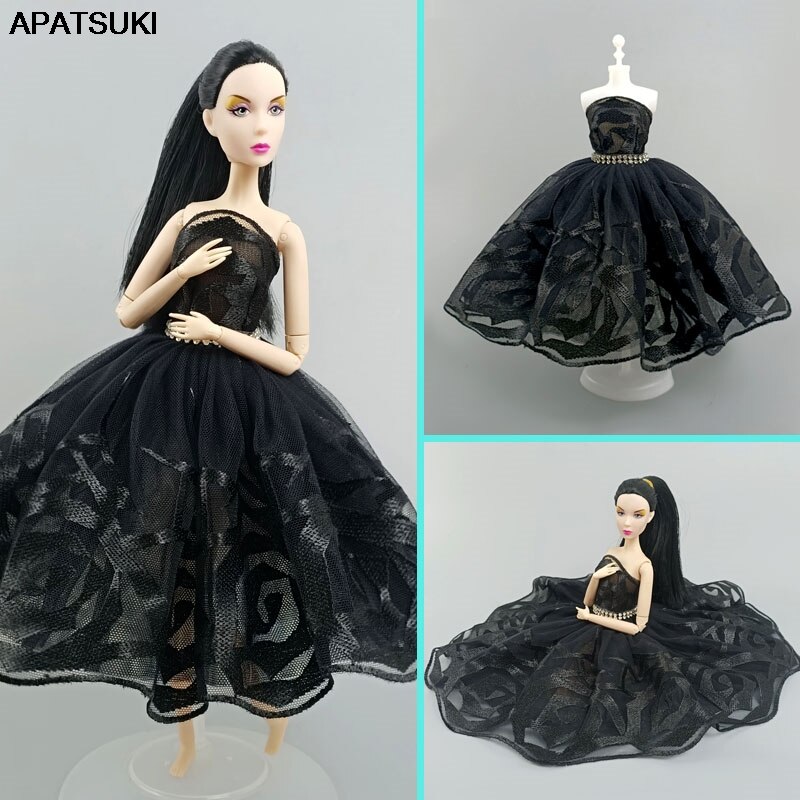 Đen Đầm Múa Ba Lê 3 Tầng Đính Đá Cho Búp Bê Barbie Tỉ Lệ 1 / 6