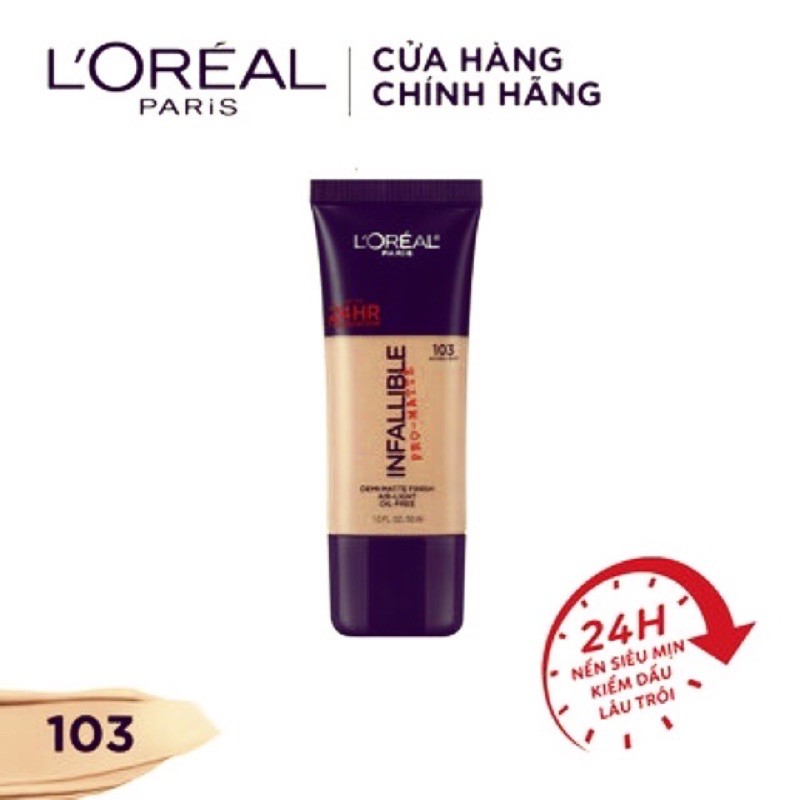 Kem Nền Trang Điểm Lâu Trôi L'Oreal Infallible Pro-Matte 24H Foundation Makeup 30ml