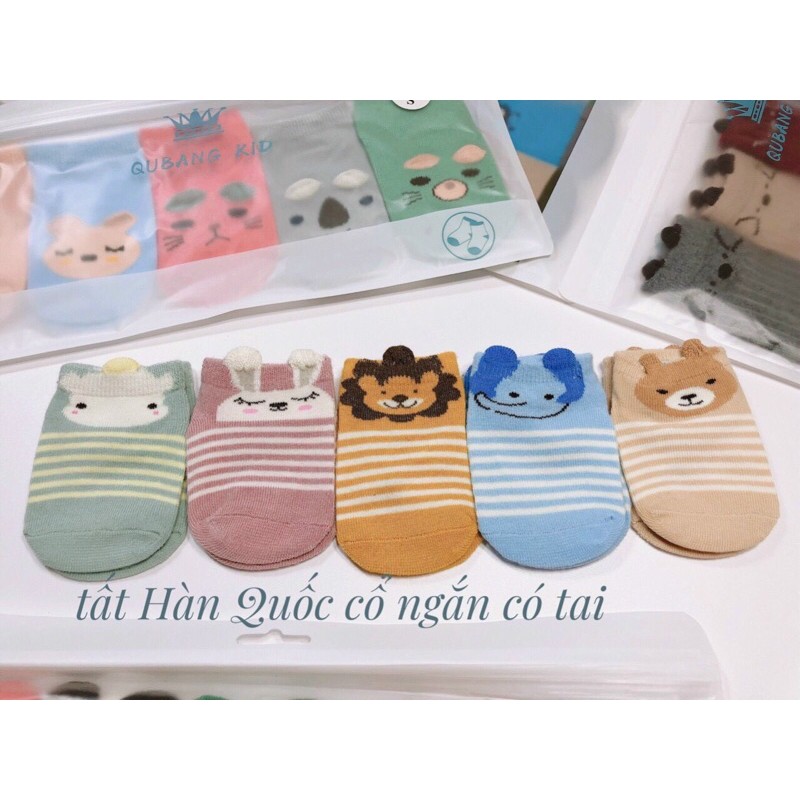 Set 5 đôi tất Hàn cổ ngắn có tai cho bé trai/ bé gái