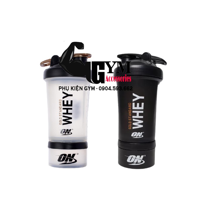 Bình lắc tập gym bình nước Shake bottle ON Gold Standard chính hãng 2 ngăn