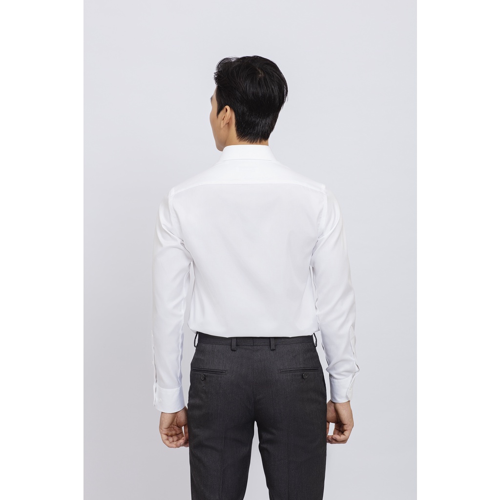 Sơ mi nam Dài tay Slim fit không túi trắng trơn