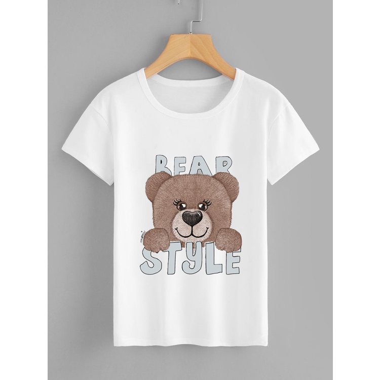 áo thun nữ mẹ và bé  form rộng tay ngắn đẹp cá tính mẫu gấu dễ thương