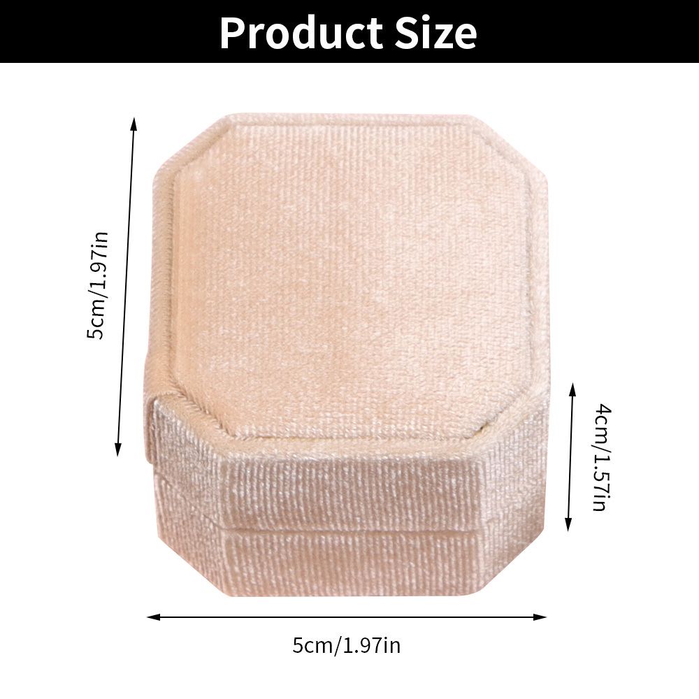 Hộp đựng nhẫn cưới kiểu hình lục giác chất liệu nhung nhiều màu nắp tháo rời được