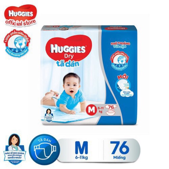 Tã bỉm dán Huggies sz M76/ L68/ XL62