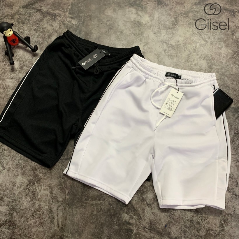Quần short nỉ thể thao - tập gym 2 màu trắng đen - chính hãng Giisel