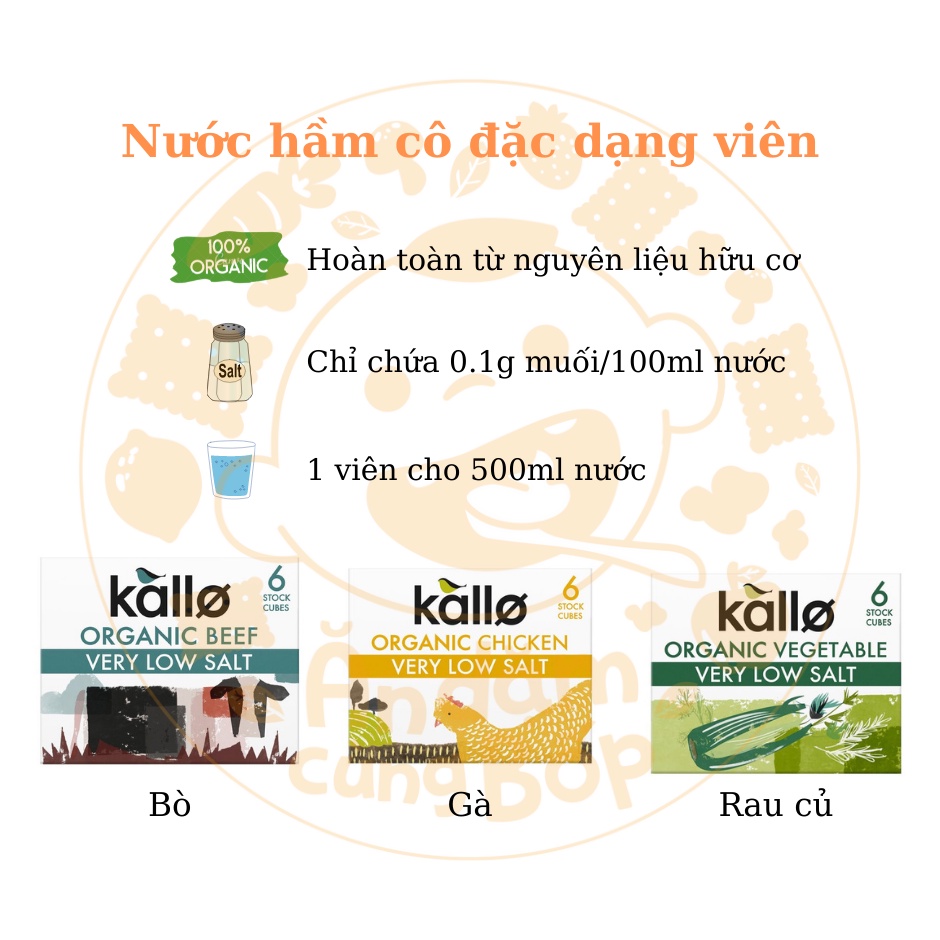 Viên hầm cô đặc hữu cơ Kallo cho bé từ 1 tuổi UK