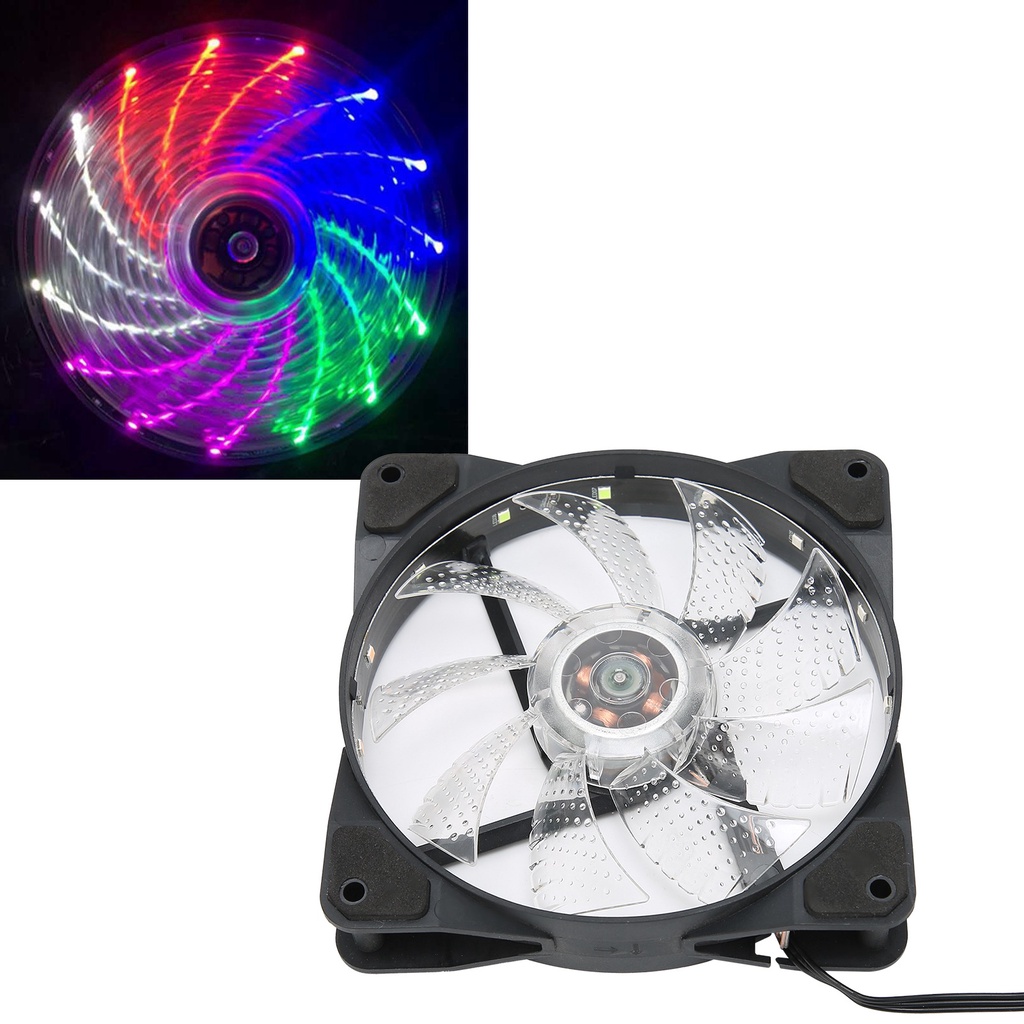 Quạt tản nhiệt khối lượng không khí lớn có đèn led 12cm chống sốc gắn máy tính để bàn